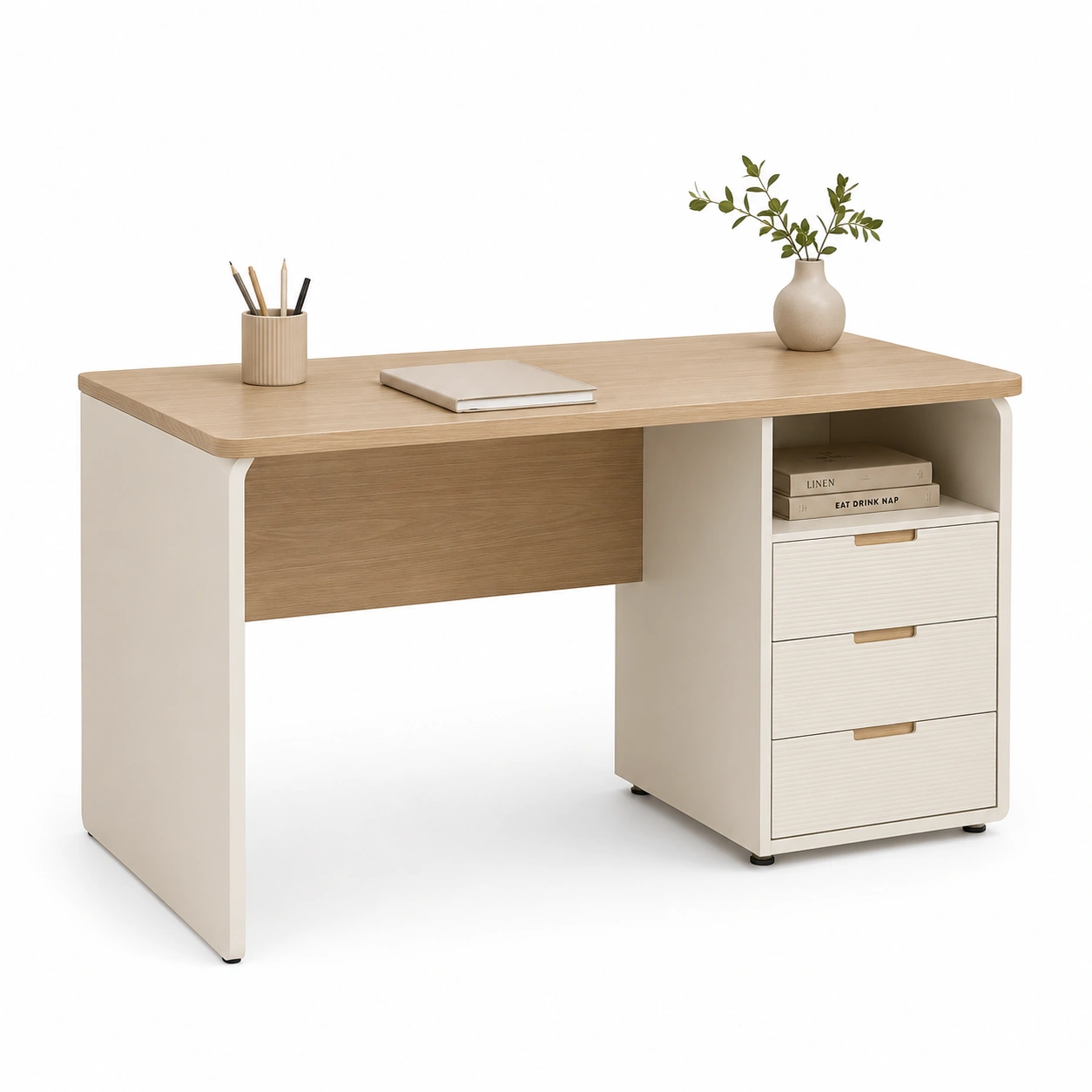 Escritorio Moderno Roble y Crema-meubivo